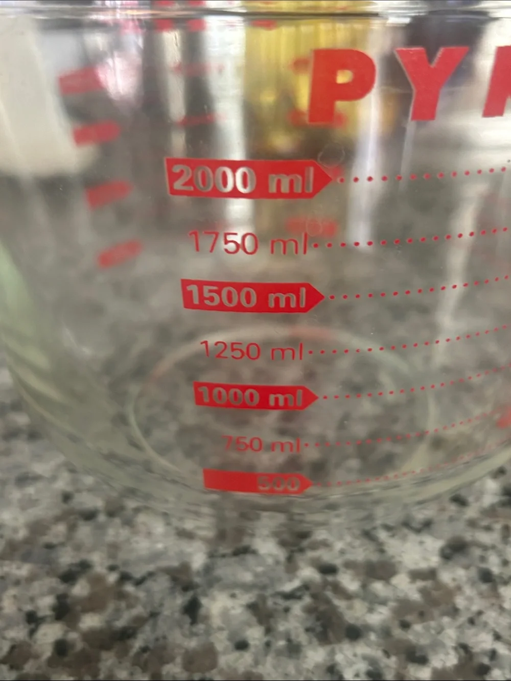 Rare 8 Cup Pyrex Clear Glass Measuring Cup Bowl with Red Markings and Handle